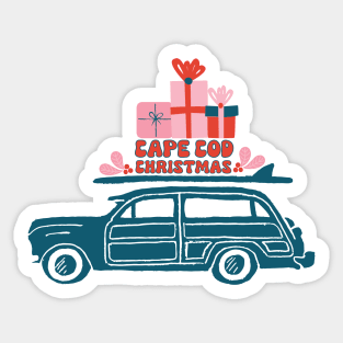 Cape Cod Christmas Surf Wagon Sticker